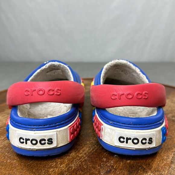 Crocs Clogs Youth Girls Boys 10/11 LEGO Blue Red Convertible Fleece Lined - Picture 4 of 13